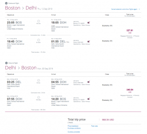 Boston To Delhi travel deals 600 dollars
