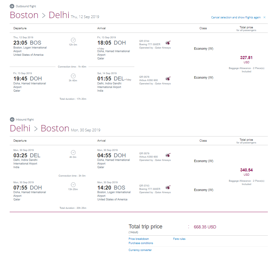 Boston To Delhi travel deals 600 dollars